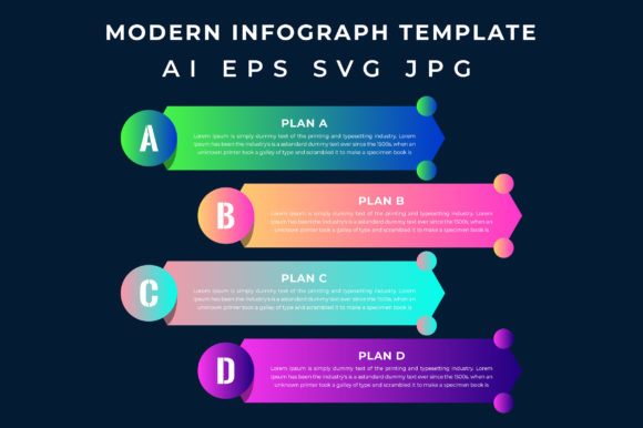4 Step Gradient Infographic Template: Graphics & Infographics