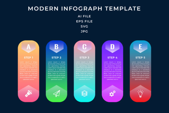 5 Step Modern Infographic Template: Graphics & Infographics