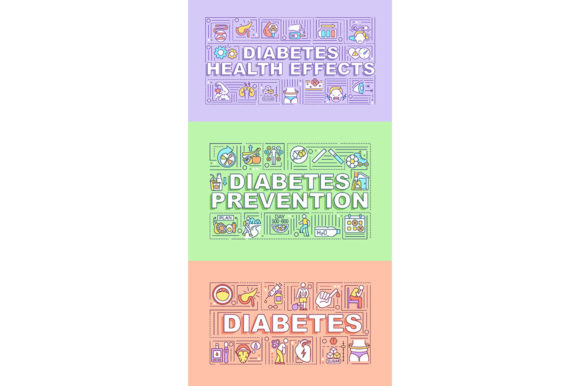 Diabetes Word Concepts Banner Set Graphics