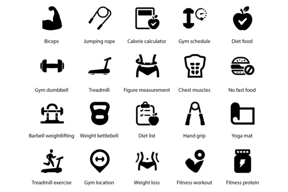 Fitness and Gym Icons: Clean Graphics for Crafters