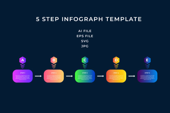 Five Step Gradient Infographic Template: Graphics & Infographics