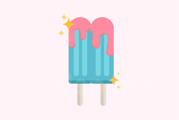 Melted Twin Popsicle Icon for Graphics and Branding