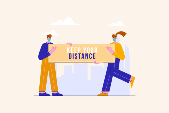 Social Distancing Sign Campaign Vector: Graphics & Illustrations