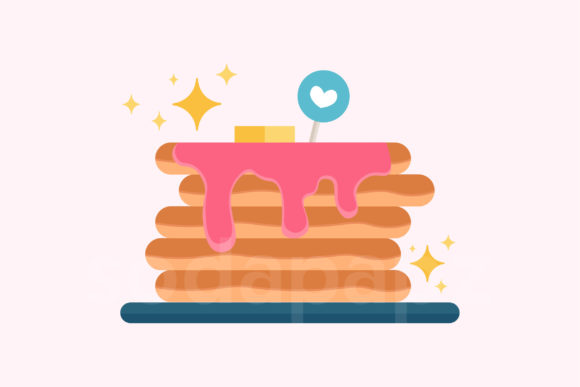 Sweet Deluxe Strawberry Pancake Icon Graphics
