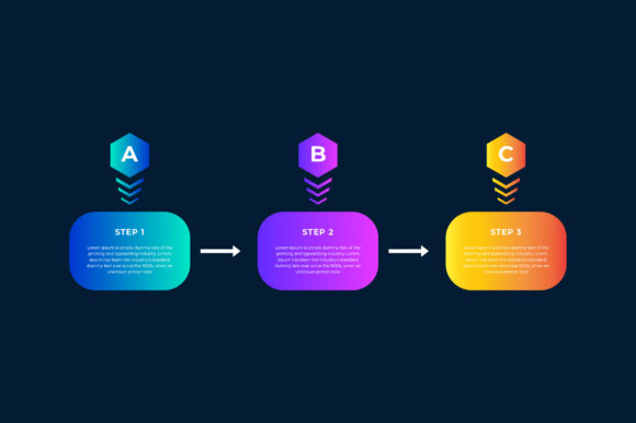 Three Step Gradient Infographic Template: Graphics & Infographics
