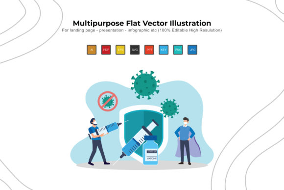 Vaccination Flat Vector Illustration: Graphics & Illustrations for Sellers